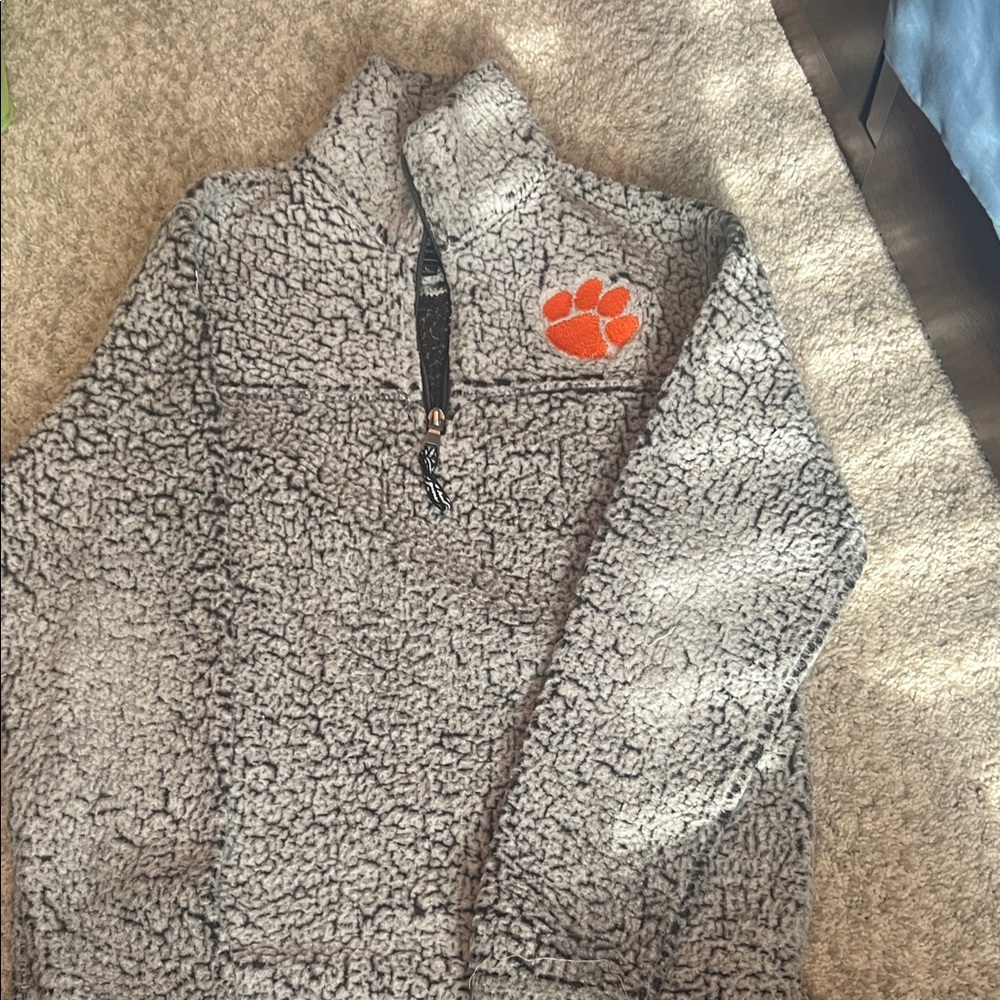 Boxercraft Gray Sherpa Hoodie with Orange Paw